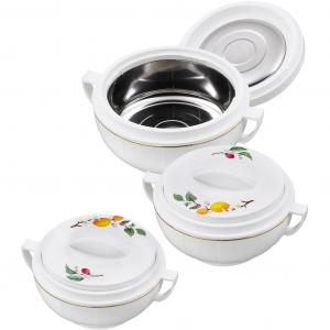 Термоконтейнер CITRUS, набор из 3 шт., внутренние миски из нержавеющей стали King, белый