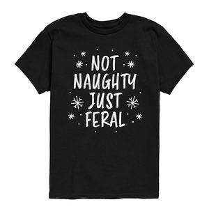 Футболка с принтом Boys 8-20 boy's not naughty just feral Licensed Character, Black