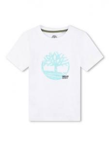 Детская футболка с коротким рукавом и принтом логотипа Timberland, White/Blue