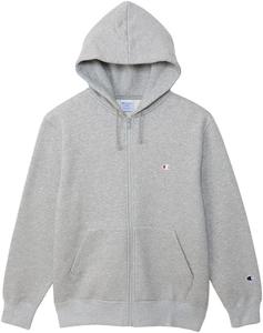 Мужская толстовка Champion C3-Q103 на молнии, 100% хлопок, с длинным рукавом, классический дизайн, вышивка в одну точку, толстовка с капюшоном на молнии, серый
