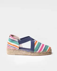 Женские эспадрильи на танкетке из полосатой ткани с резинкой Toni Pons, фуксия