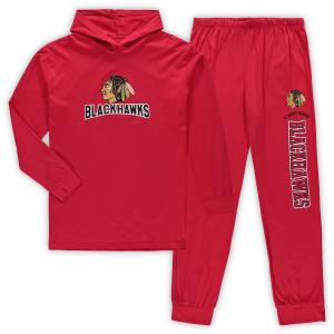 Мужской комплект для сна с капюшоном и джоггерами для мужчин Concepts Sport Red Chicago Blackhawks Big & Tall