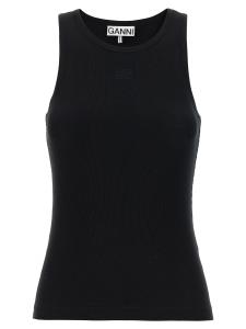Трикотажный топ GANNI, черный