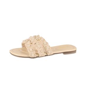 Puppytown Женские противоскользящие устойчивые к истиранию сланцы с резиновой подошвой бежевые, цвет Beige