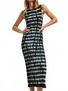 Платье миди Christy в технике тай-дай с черными полосками Nation LTD