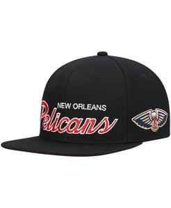 Мужская черная кепка New Orleans Pelicans Hardwood Classics Script 2.0 Snapback Mitchell & Ness