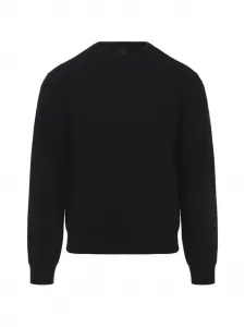 Шерстяной свитер с нашивкой-логотипом Moncler, черный