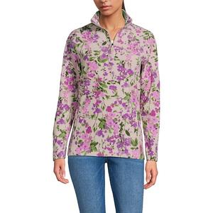Petite anyweather fleece толстовка с четвертью молнией Lands' End, Mineral Blush Floral