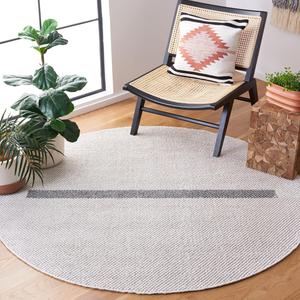 Ковер SAFAVIEH, 183 x 183 см, Natura Collection, Ivory & Dark Grey, ручной работы, плоское переплетение, современная полоска, шерсть, идеально для помещений с высокой проходимостью в гостиной, спальне (NAT324F)