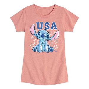 Футболка с принтом Lilo & Stitch USA Stars для девочек 7-16 лет Disney, Desert Pink
