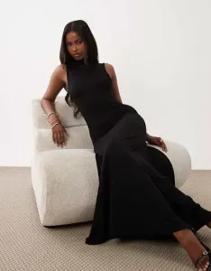 Черное платье макси с высоким воротником ASOS DESIGN