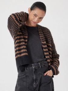 Кардиган Skye Stripe из шерсти Wool Rich HUSH, Black/ Brown