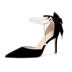 Женские туфли на тонком каблуке и высоком каблуке WOXXXN, Black Suede 7Cm