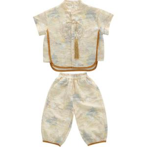 Детский комплект из двух предметов: юбка и футболка с круглым вырезом, умеренно короткий PROTECTCAMEL, бежевый