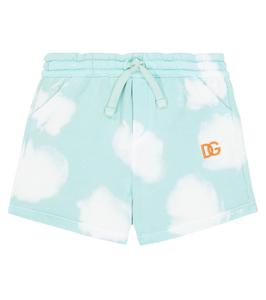 Хлопковые шорты с принтом Dolce&Gabbana Kids, Love Peace F.Azzurro
