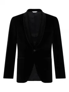 Бархатный пиджак с воротником-шалькой Boglioli, черный
