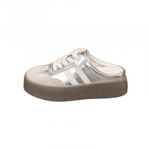 Boldi Kuki Серебряные женские тапочки с закрытым носком и противоскользящей резиновой подошвой, цвет Silver