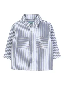 Полосатая рубашка на пуговицах Kenzo Kids, синий