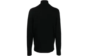 Вязаный свитер с молнией и вышитым логотипом Calvin Klein, черный