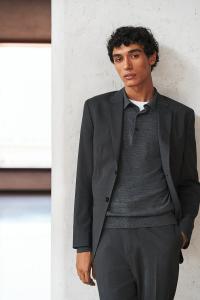 Жакет из смесовой шерсти приталенного кроя. H&M, серый