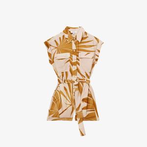 Комбинезон плетеный Reiss с пальмовым принтом, бежевый