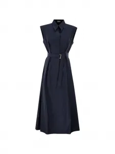 Макси-платье без рукавов с поясом Brunello Cucinelli, синий