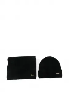 Комплект из шапки бини с вышитым логотипом Borsalino, черный