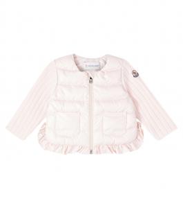 Детская куртка-пуховик с оборками Moncler Enfant, Light Pink