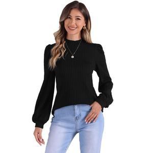 Туники с длинными рукавами для женской повседневной блузки с воротником-стойкой для работы ALLEGRA K, черный