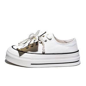 Легкие низкие женские кроссовки для скейтбординга Junjali, Ecru Unlined