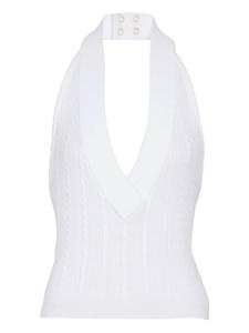 Balmain топ фактурной вязки с вырезом халтер, белый