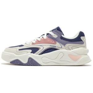 Женские противоскользящие износостойкие низкие кеды для скейтбординга бело-фиолетовые 361° Oat Milk/Midnight Blue