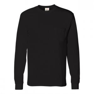 Футболка Hanes Authentic с длинным рукавом и карманом, черный