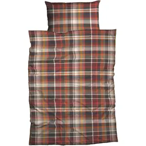 Постельное белье CASATEX «Силан», вневременной, деревенский дизайн, яркая клетка, теплые тона, коричневый/красный