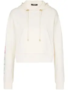 Укороченное худи с логотипом BALMAIN, белый