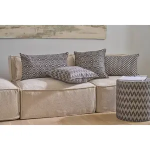 Декоративная подушка Greta для дивана, с наполнителем, 70x40 см, декоративная подушка, узорчатая, бело-бежевый H.O.C.K., Grau + gemustert