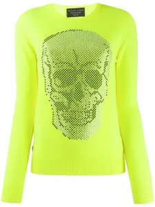 Джемпер с декором Skull и стразами Philipp Plein, желтый