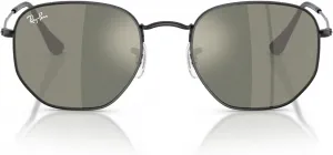 Солнцезащитные очки Ray-Ban унисекс для взрослых Rb3548n с шестиугольными плоскими линзами, Black/Grey Mirrored Bronze