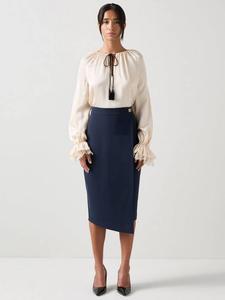 Прямая юбка-карандаш Petite Audrey асимметричного кроя L.K.Bennett, Navy
