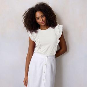 Миниатюрная майка из смешанной техники Lc Lauren Conrad, цвет stone white