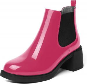 Женские модные ботильоны ROSERWISH с круглыми носками, эластичной шнуровкой, удобным массивным низким каблуком 2,5 дюйма