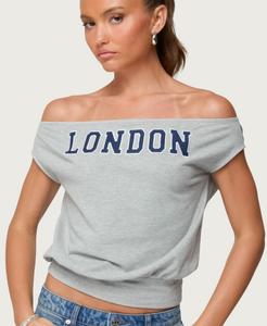 Женская блузка So London с открытыми плечами Edikted, Gray-melange