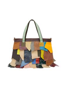 Женская сумка-тоут зеленого цвета с разноцветными вставками IZIA