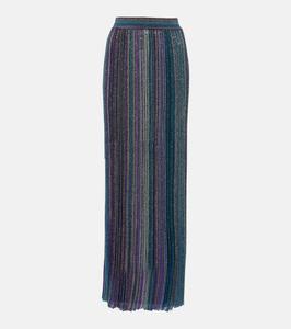 Юбка макси из ламе в рубчик в полоску Missoni, Dark Tones Multicolor