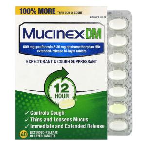 DM, 40 двухслойных таблеток пролонгированного действия Mucinex