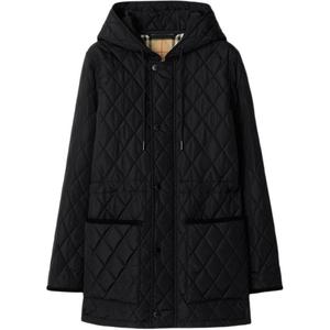 Burberry Клетчатое стеганое пальто, Black