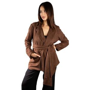 Женский блейзер с поясом и лацканами из искусственной замши Jess By Meiko, Brown