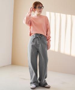 Широкие прямые джинсовые брюки с поясом-лентой Coen, цвет Lt.Gray