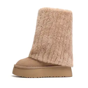 Earl Cat Тёплые короткие зимние сапоги женские кремово-абрикосовые, цвет Cream Apricot