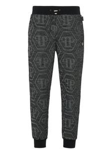 Спортивные брюки Philipp Plein с жаккардовым узором и монограммой, черный